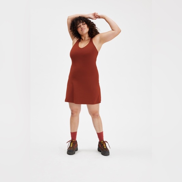 NWT Mahogany Lola V-Neck Dress | girlfriend collective - Picture 2 of 9